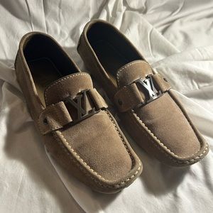 Louis Vuitton Suede Driving Shoes, Size 9, Tan